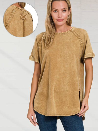 Mocha French Terry Washed Top