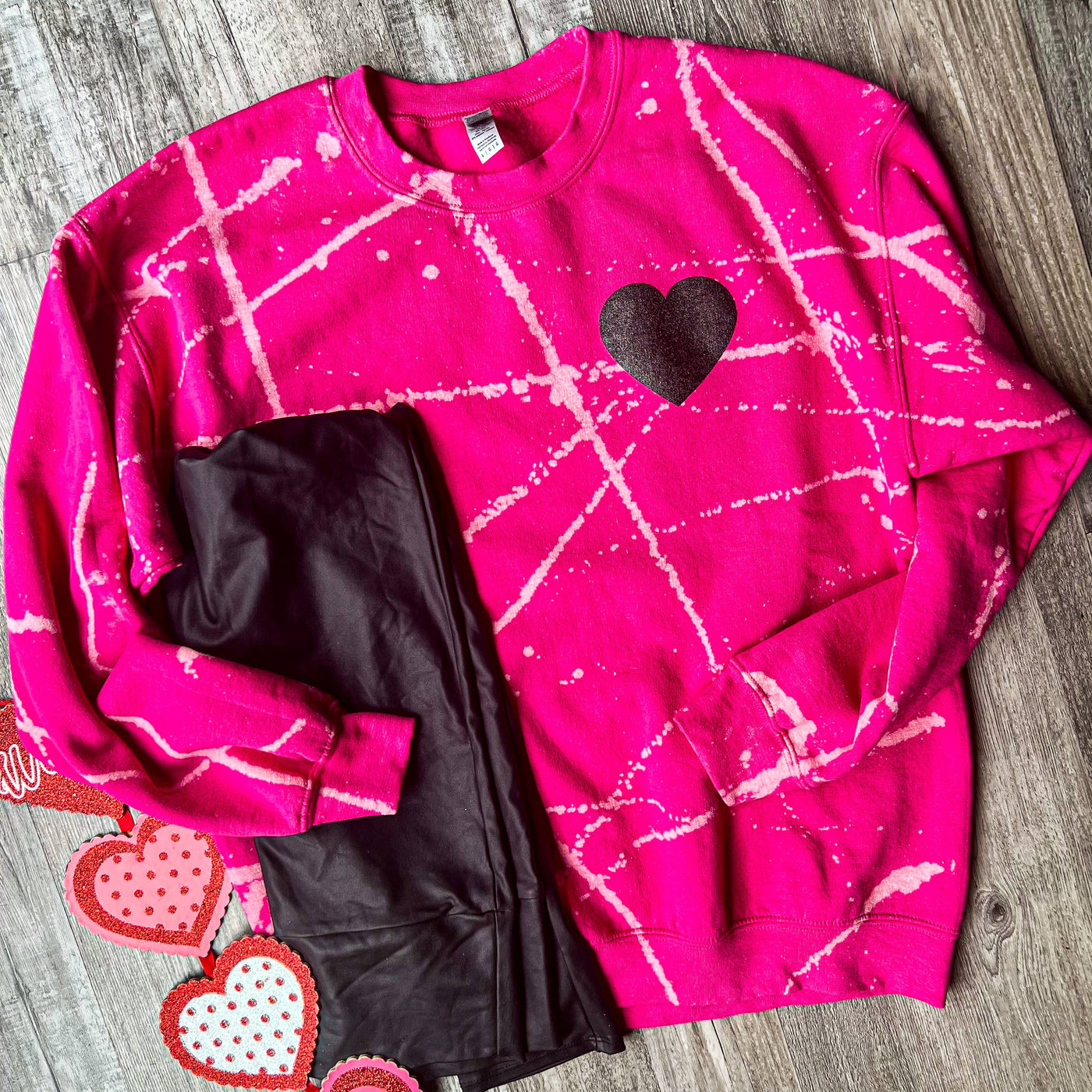 Black Heart Hot Pink Sweatshirt