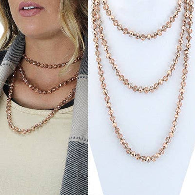 Rose Gold Crystal Beaded Necklace