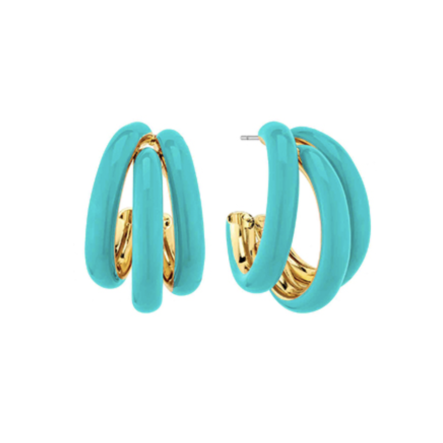 Petite Turquoise Tri-Hoop Earrings