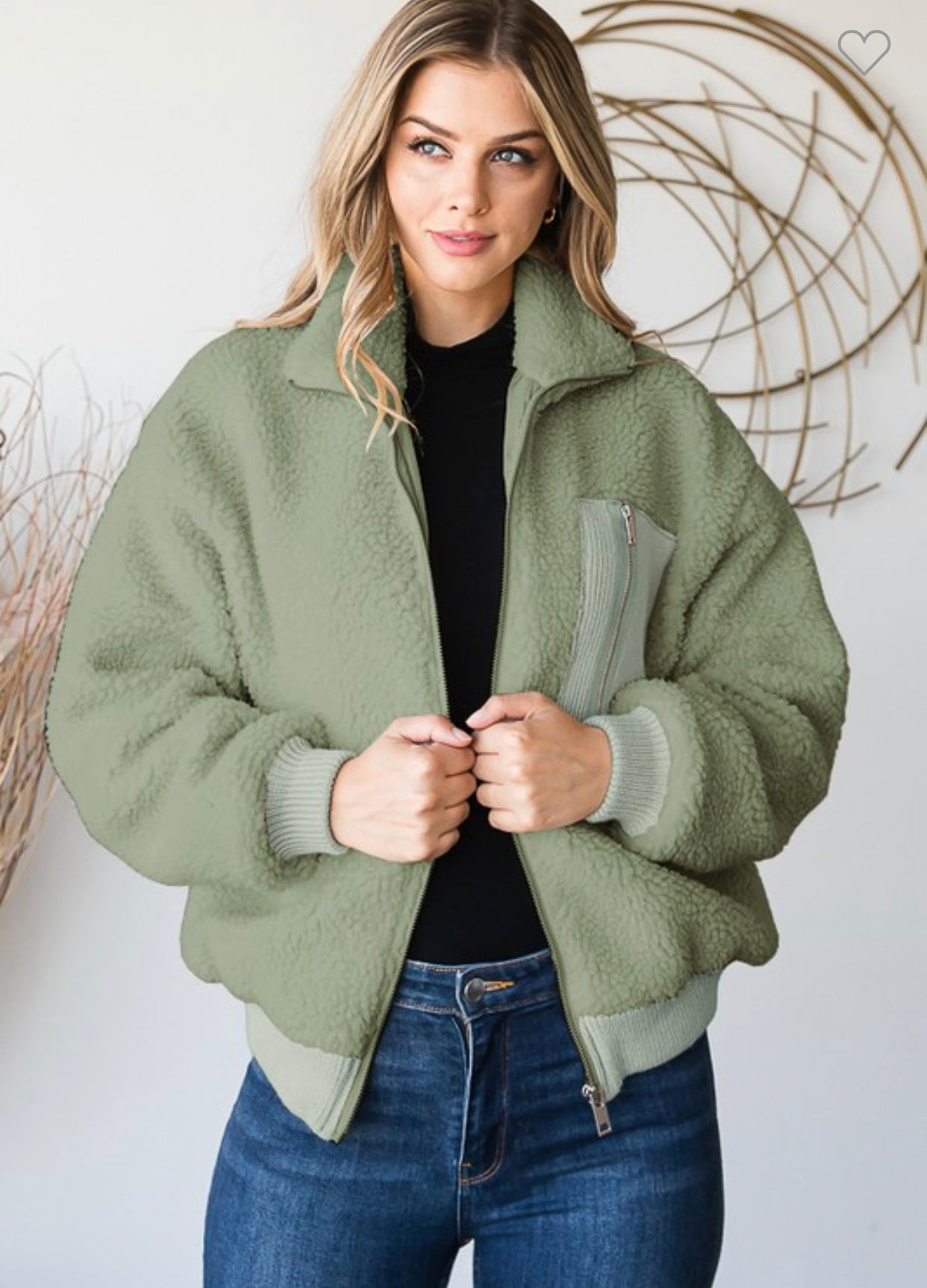 Olive Sherpa Pullover